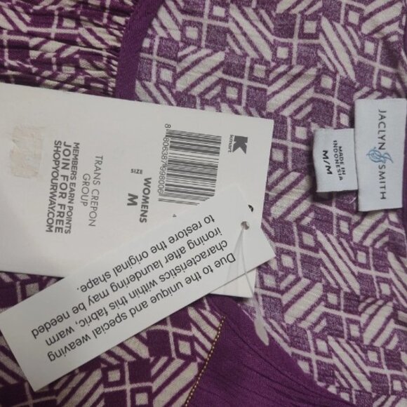 Jaclyn Smith Purple White Sleeveless Top Geometric Pattern Size Medium A(A2-33) - Picture 3 of 8